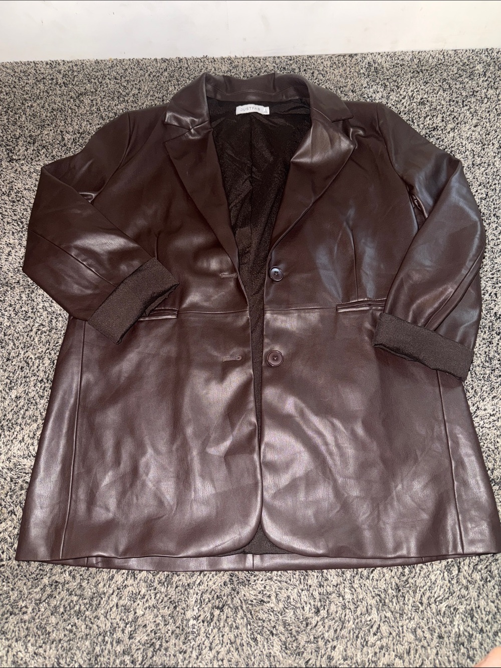 JustFab Oversized Faux Leather Blazer